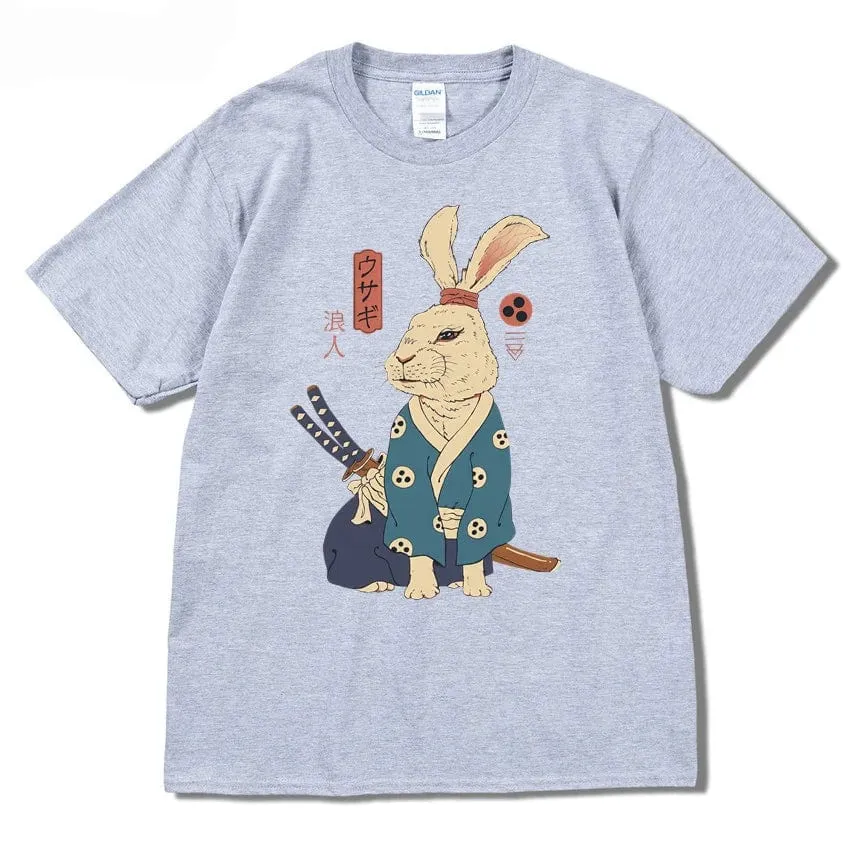 Ninja Rabbit T Shirt Casual Short Sleeve Japanese Summer Tee