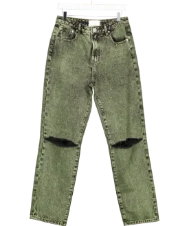 One Teaspoon Green Awesome Baggies High Waist Straight Leg Jeans UK 10