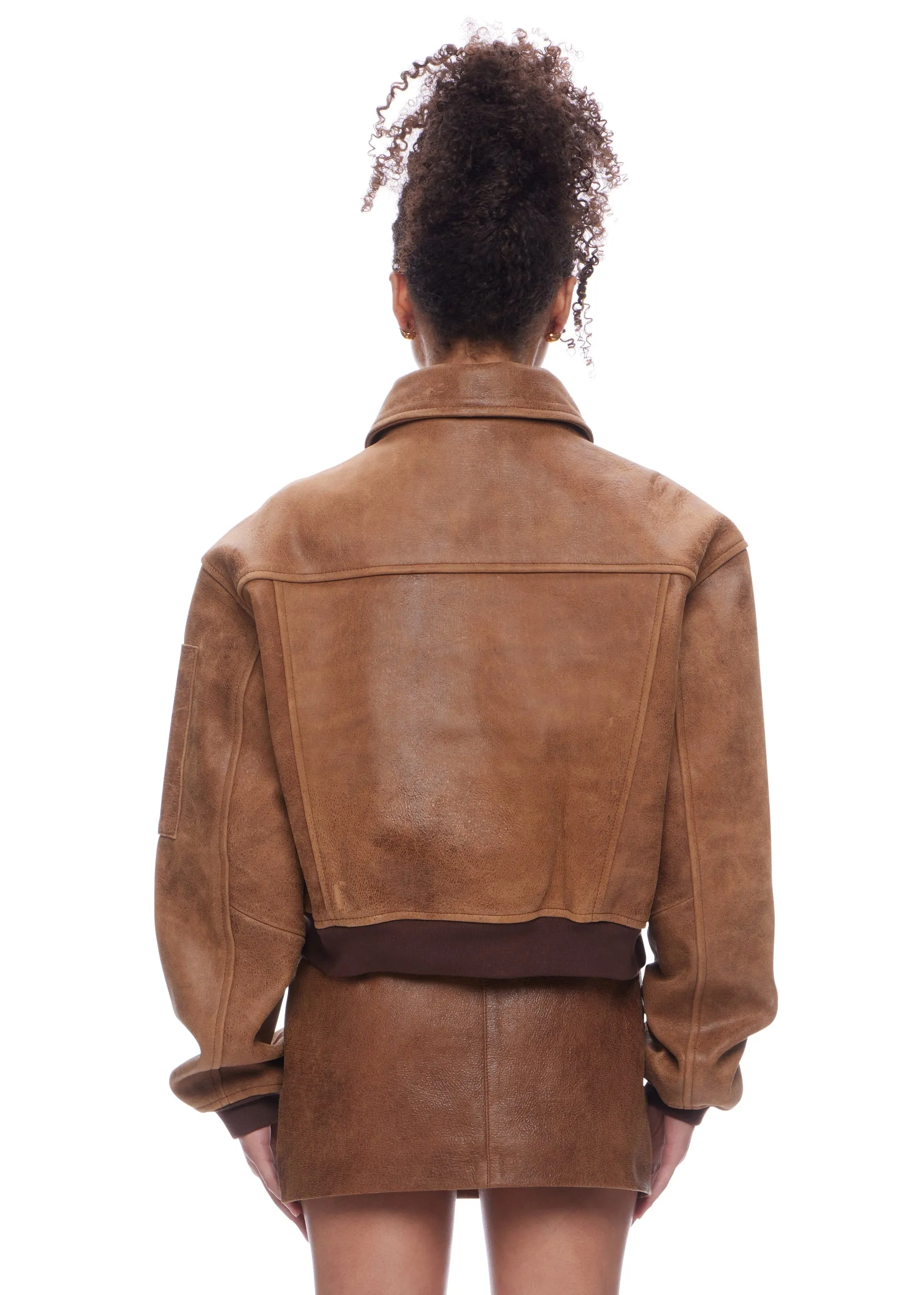 Oval Square Genuine Leather Rocky Bomber