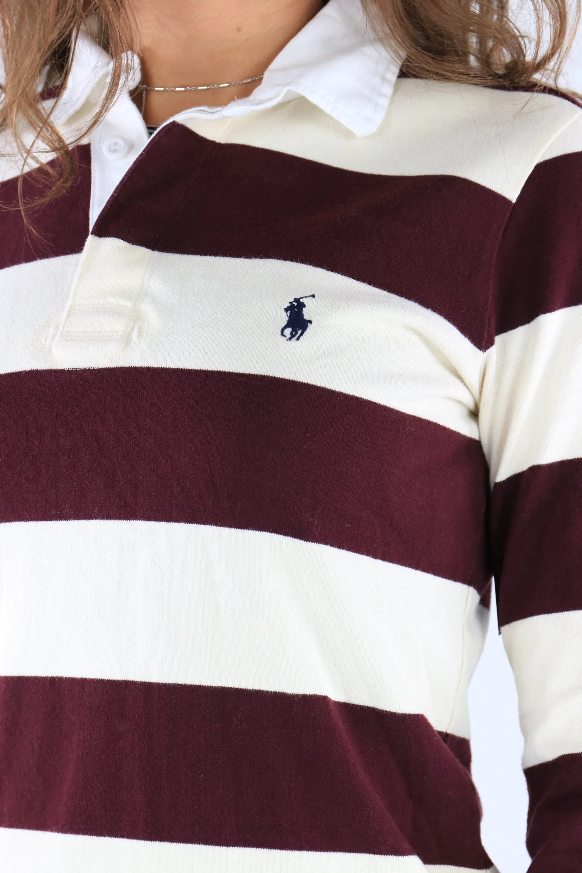 Ralph Lauren Rugby Top Cream/Burgundy Medium