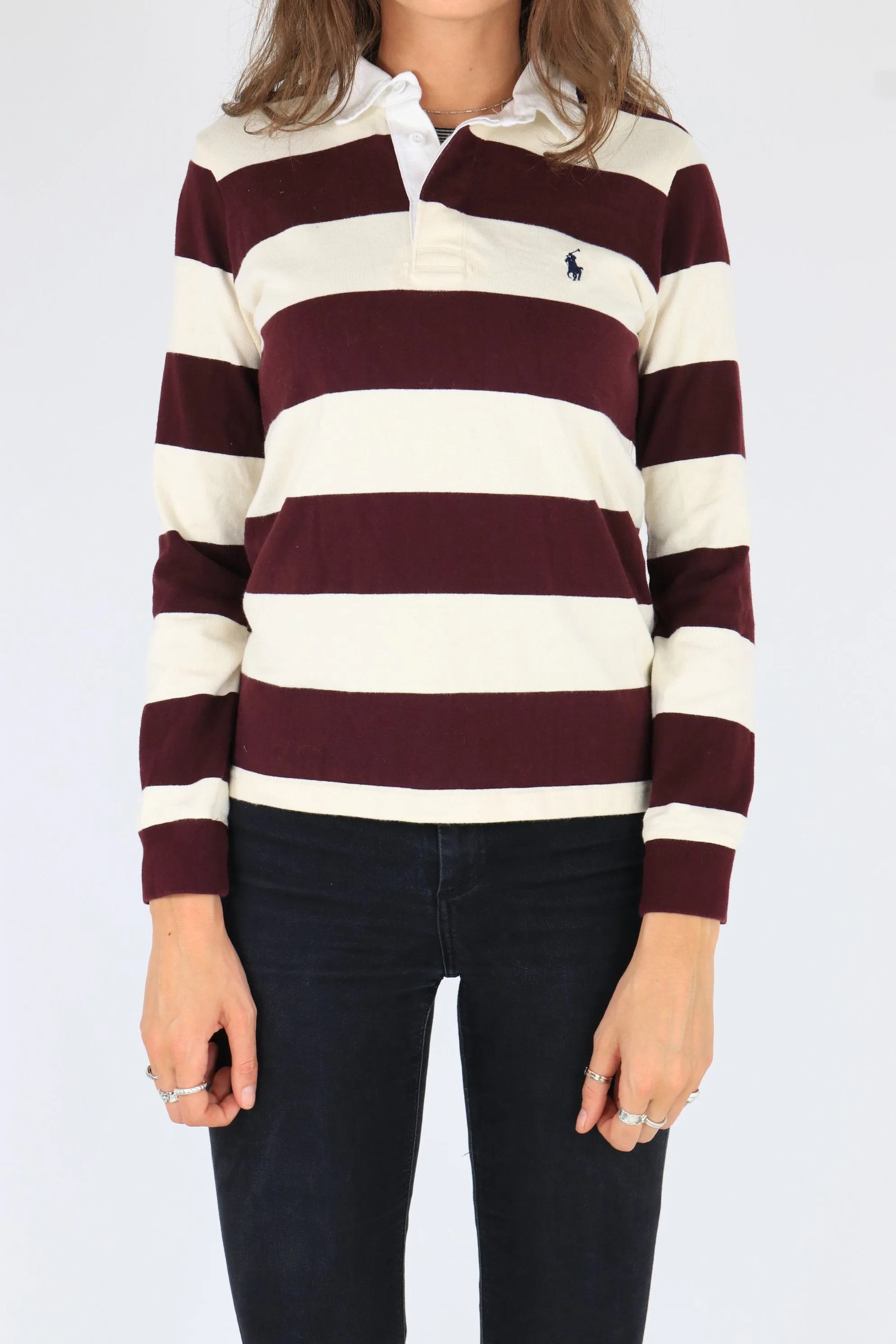 Ralph Lauren Rugby Top Cream/Burgundy Medium