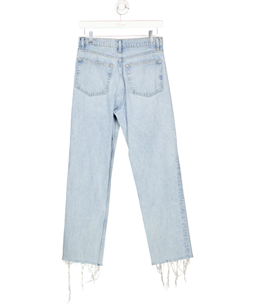 Reformation Blue High Waist Straight Leg Raw Hem Jeans W27