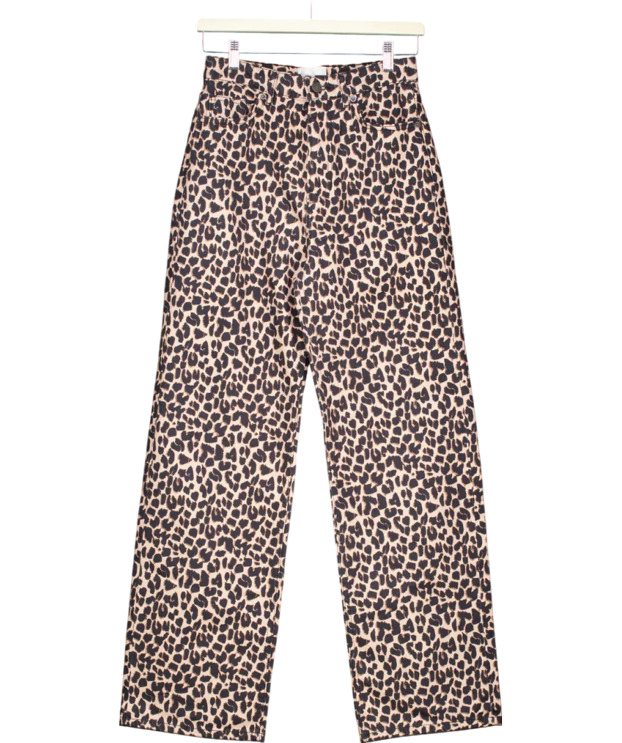 Reformation Brown Cary High Rise Straight Leg Leopard Print Jeans W25