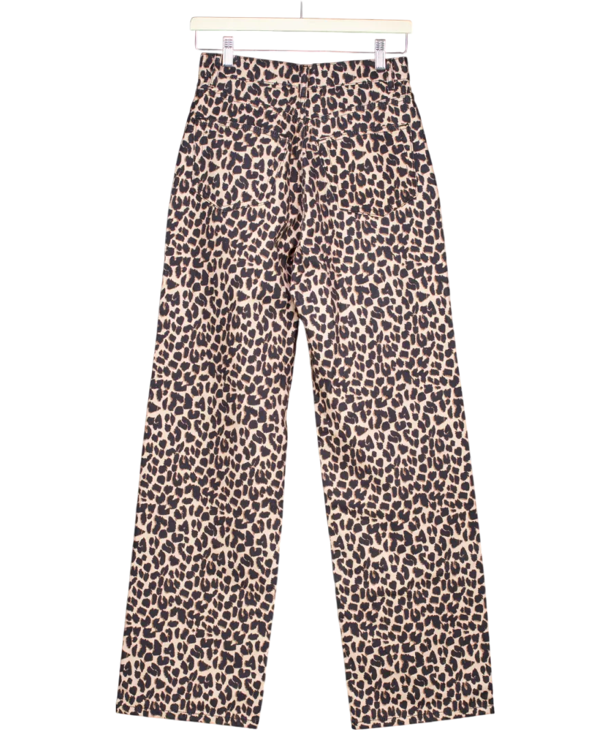Reformation Brown Cary High Rise Straight Leg Leopard Print Jeans W25