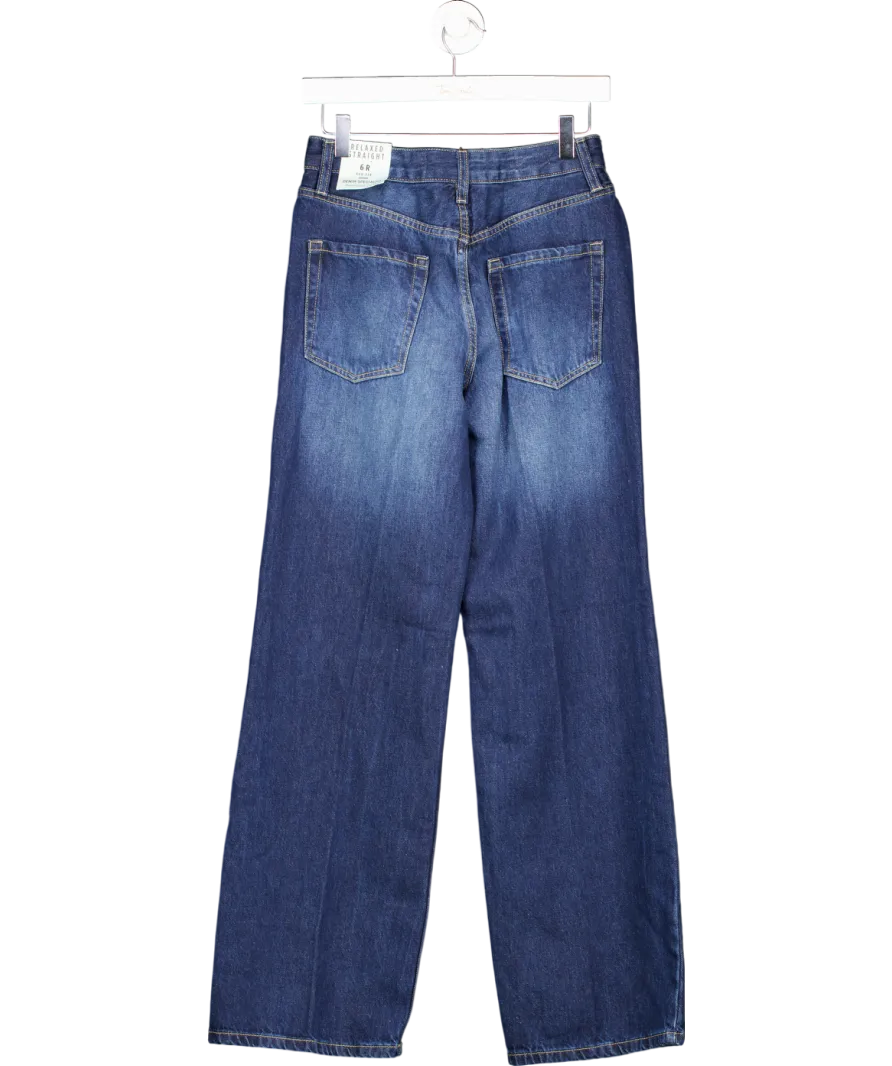 River Island Blue Relaxed Straight Leg Jeans - Regular Length UK 6