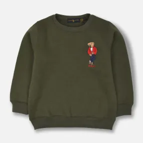 RL - Kids 'Olive' Embroidery Bear Logo Fleece Sweatshirt RL332