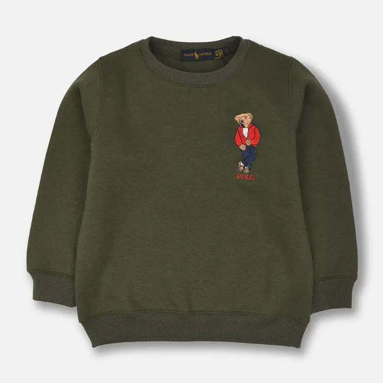 RL - Kids 'Olive' Embroidery Bear Logo Fleece Sweatshirt RL332