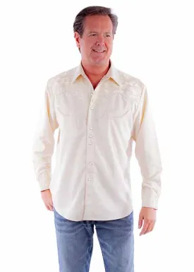 Scully Leathers Men's Ivory Embroidered Shirt