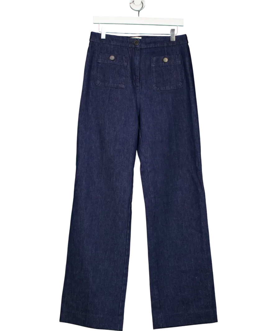 Sezane Blue High Waist Dan Straight Leg Jeans UK 12