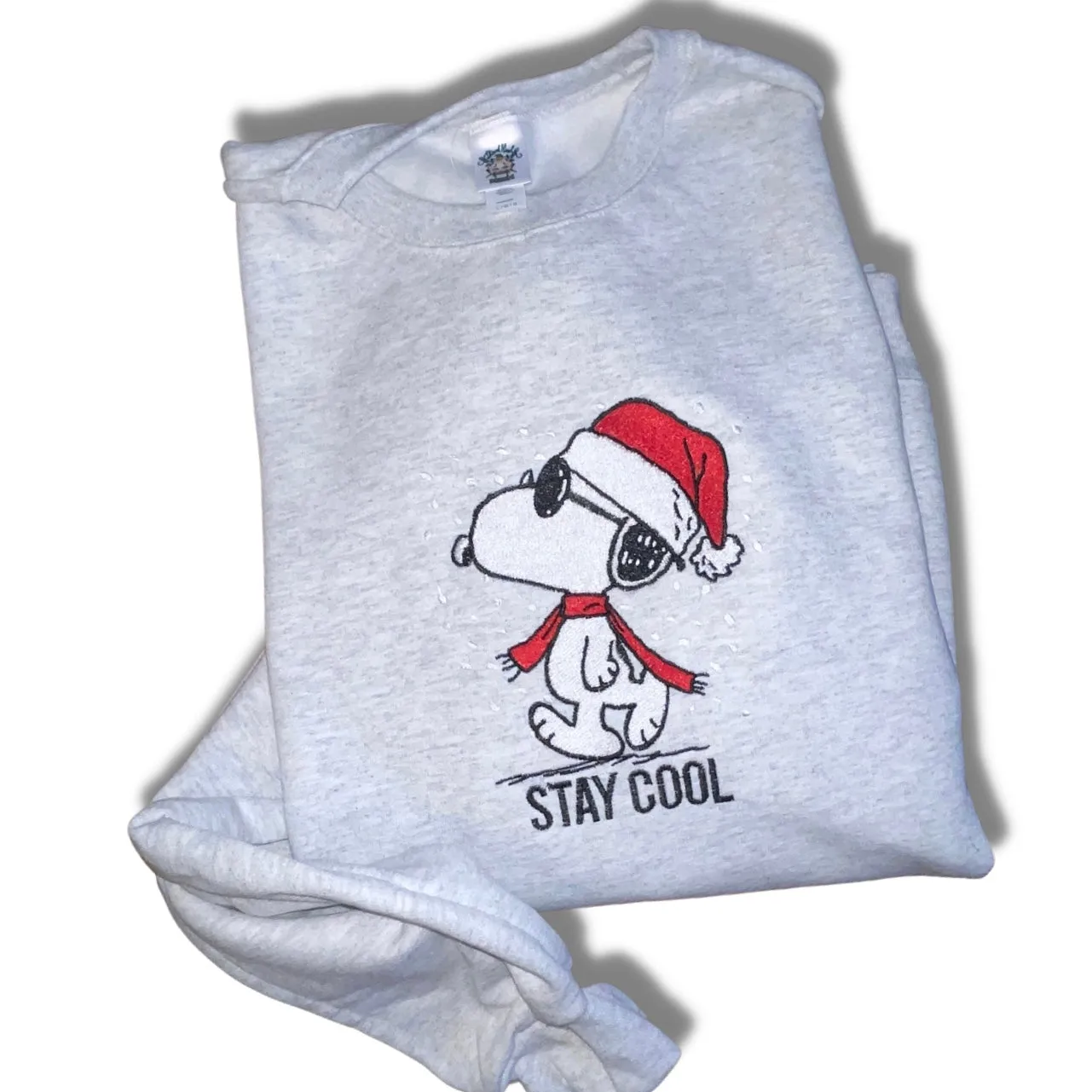 Snoopy Stay Cool Embroidered Holiday Crewneck Sweatshirt