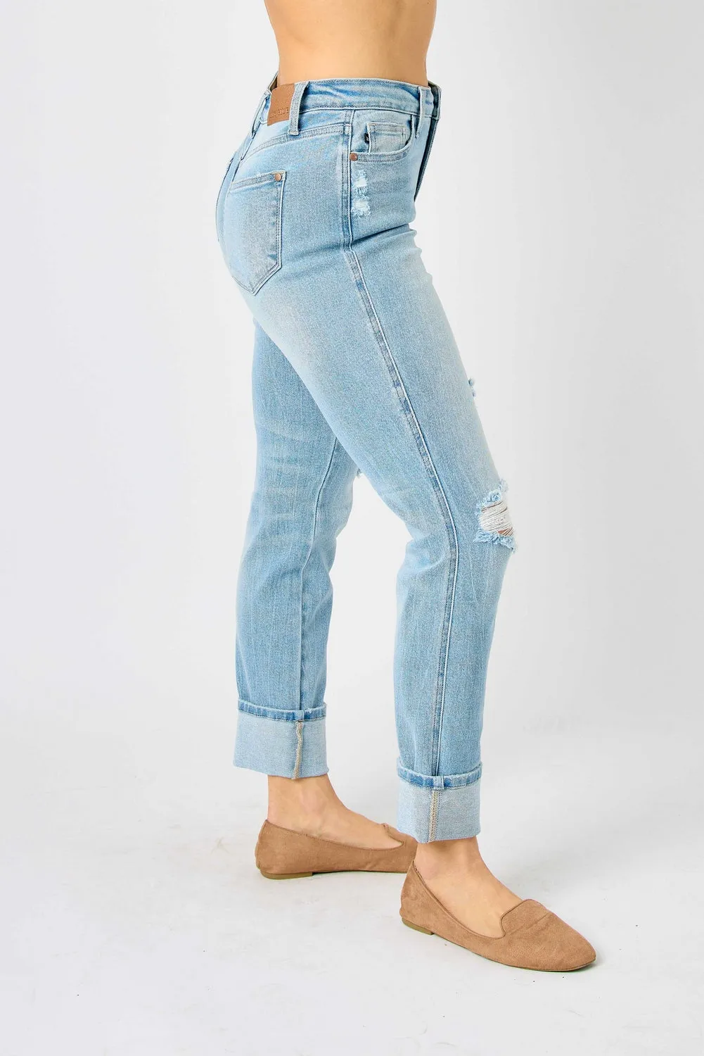 Star Mid Rise Americana Flag Cuff Boyfriend Jeans