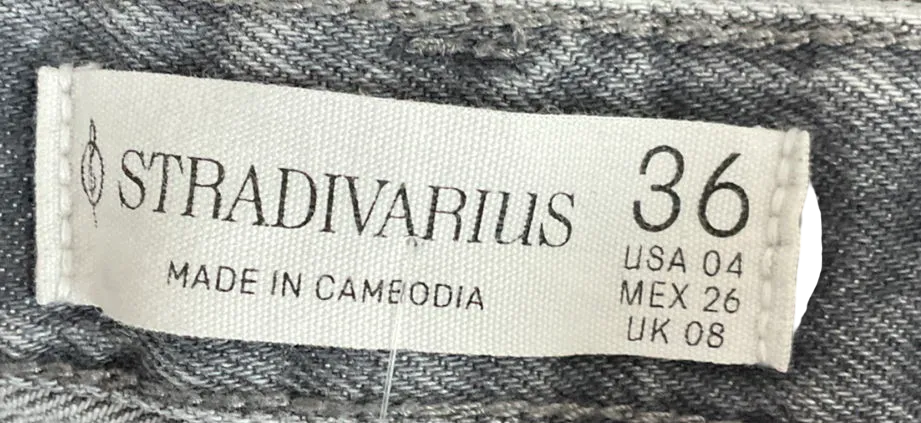 Stradivarius Grey D92 Straight Wide-leg Jeans UK 8