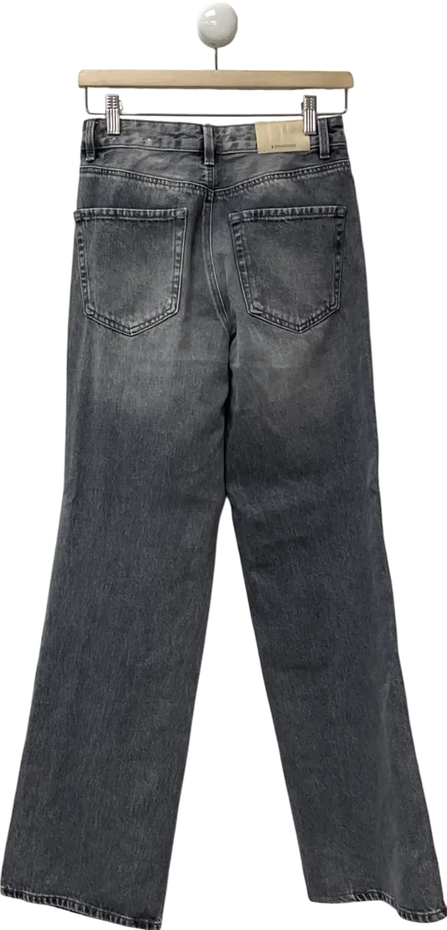 Stradivarius Grey D92 Straight Wide-leg Jeans UK 8