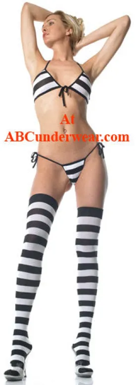 Stylish and Sensual Lingerie Set: String Top with Thong and Thigh Highs