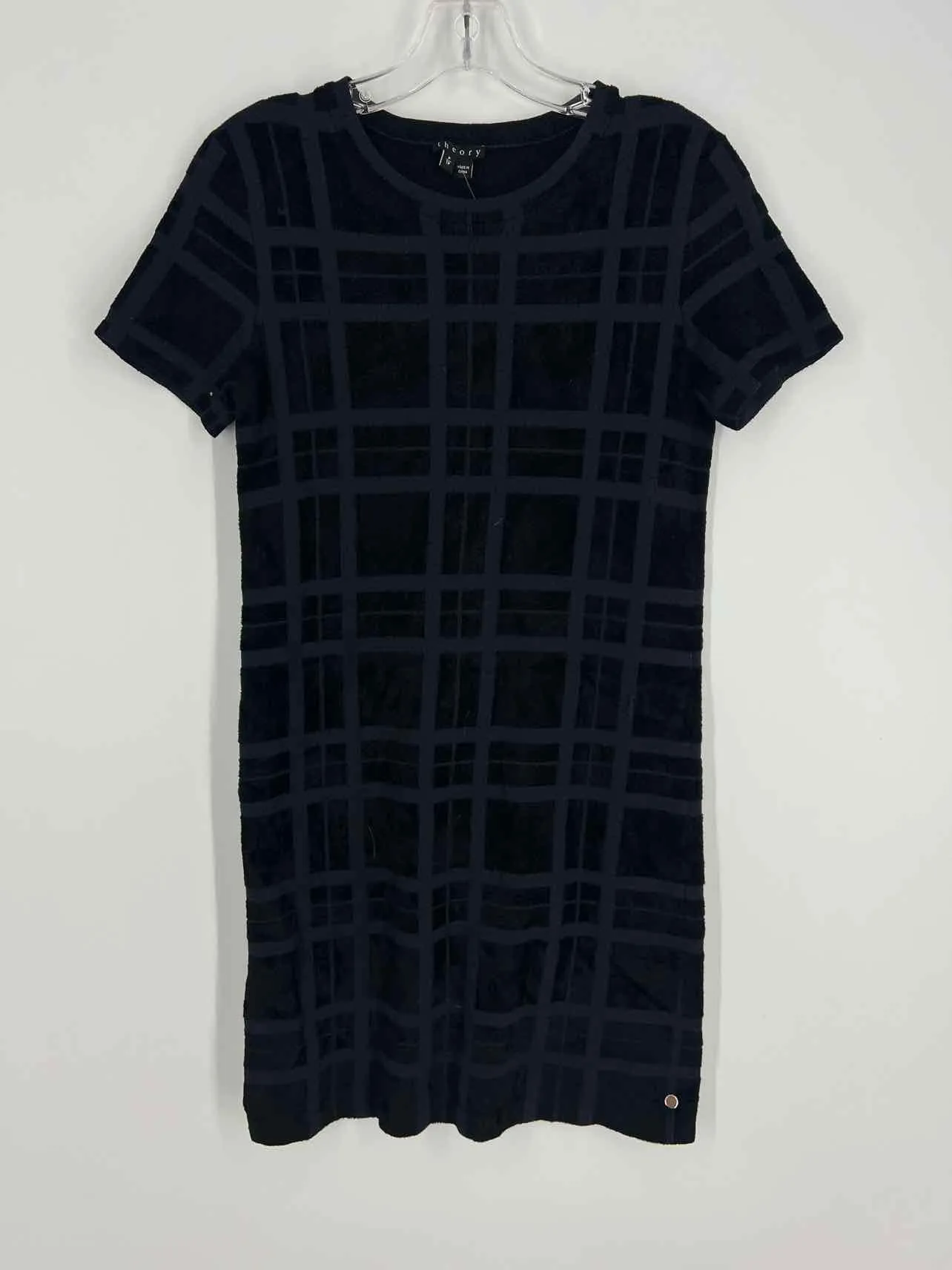 Theory Size XS? Navy/Black Plaid Knit Designer Dress