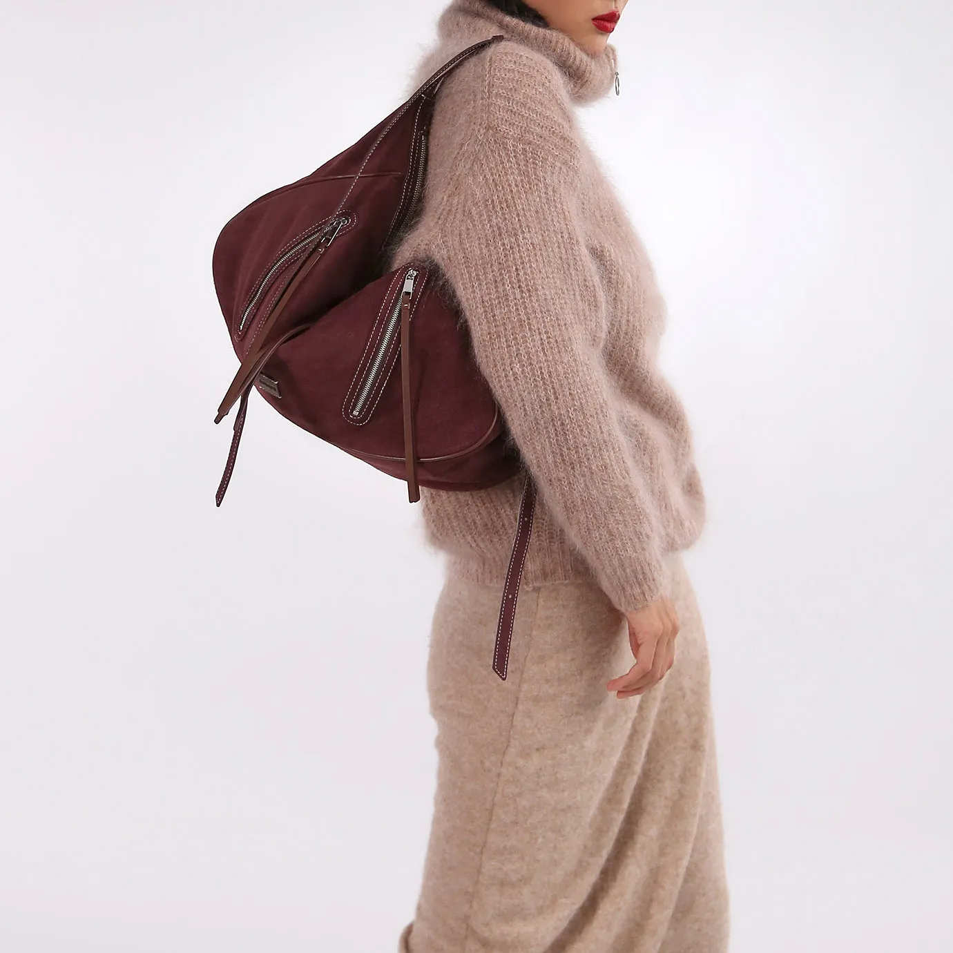 Ursula V11 En 2 Styles Grand Sac Drapé Hobo Ou Bandoulière - Gris Clair