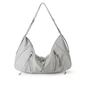 Ursula V11 En 2 Styles Grand Sac Drapé Hobo Ou Bandoulière - Gris Clair