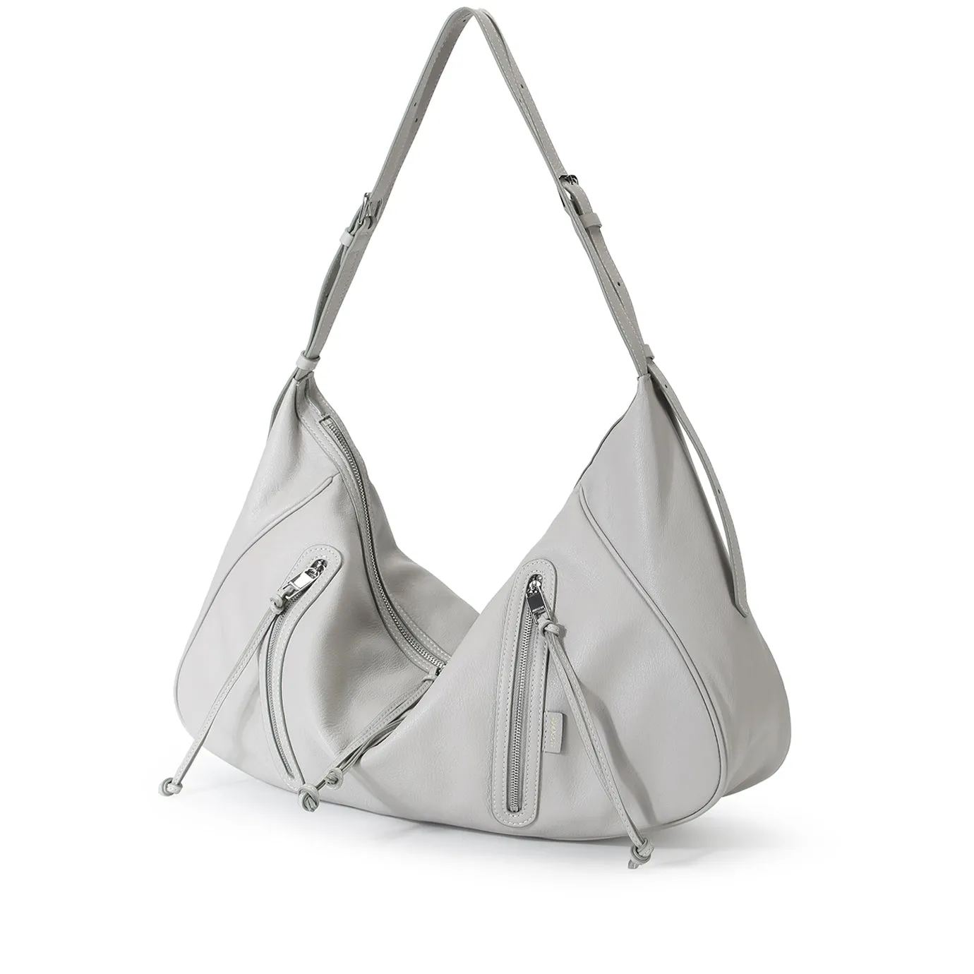 Ursula V11 En 2 Styles Grand Sac Drapé Hobo Ou Bandoulière - Gris Clair