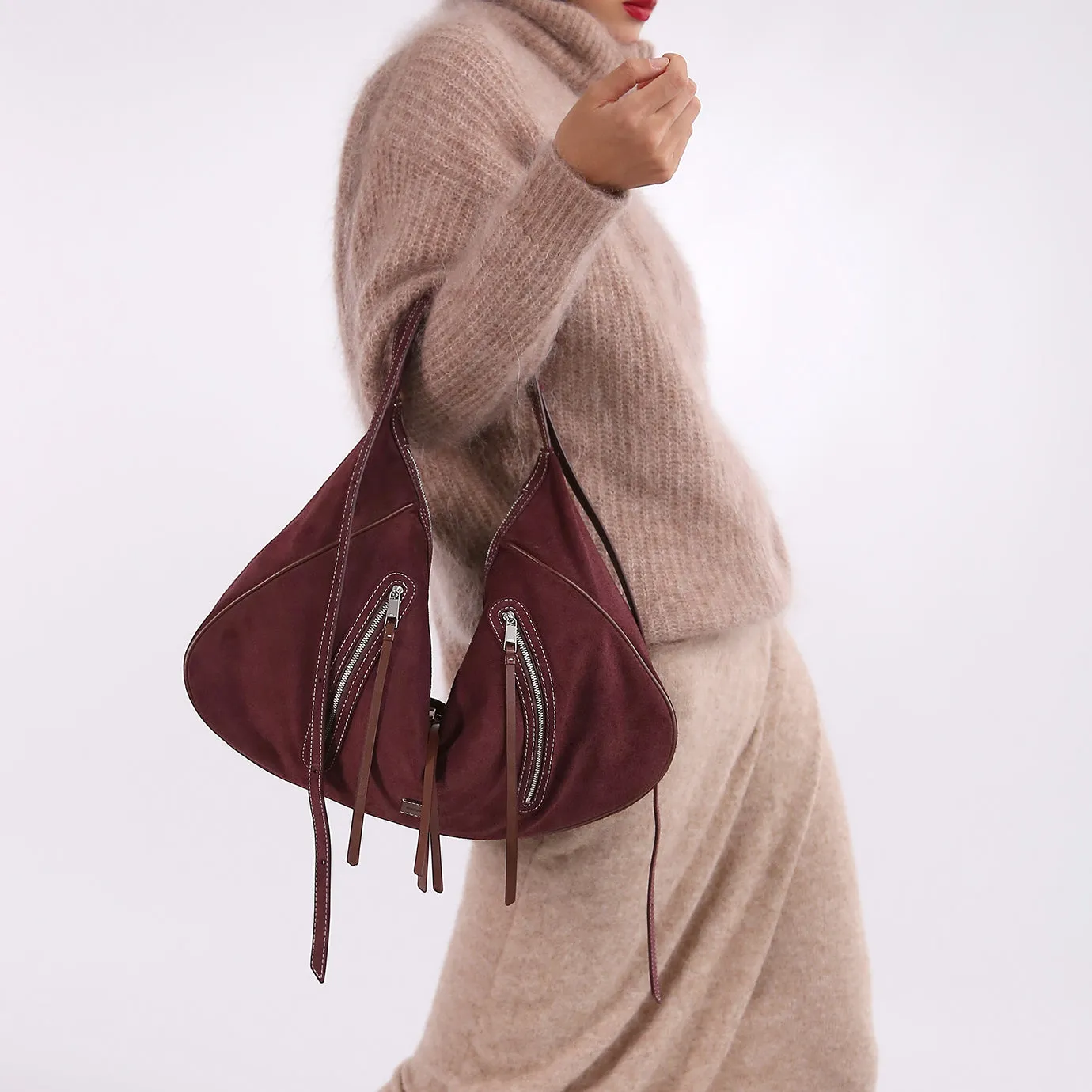 Ursula V11 En 2 Styles Grand Sac Drapé Hobo Ou Bandoulière - Gris Clair