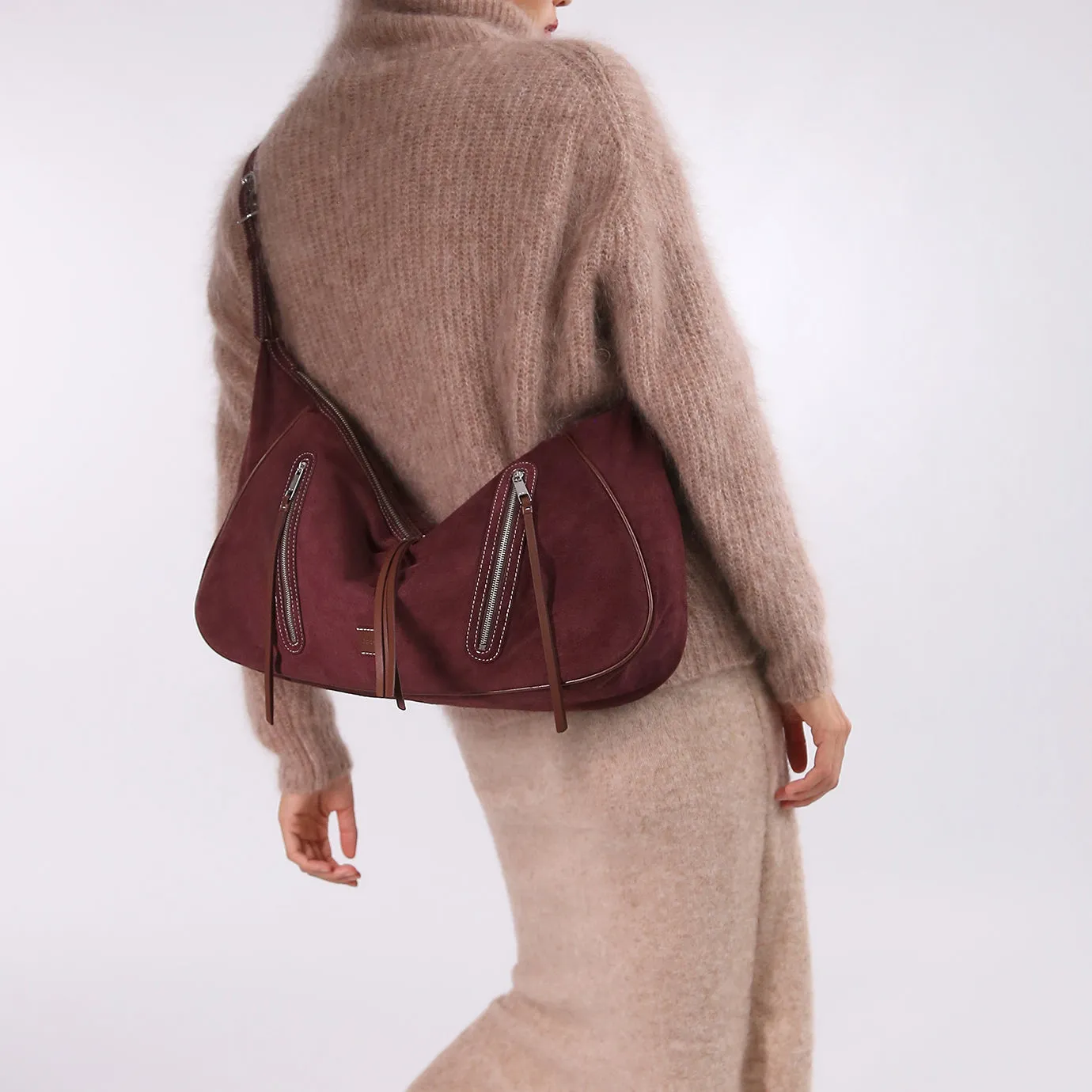 Ursula V11 En 2 Styles Grand Sac Drapé Hobo Ou Bandoulière - Gris Clair