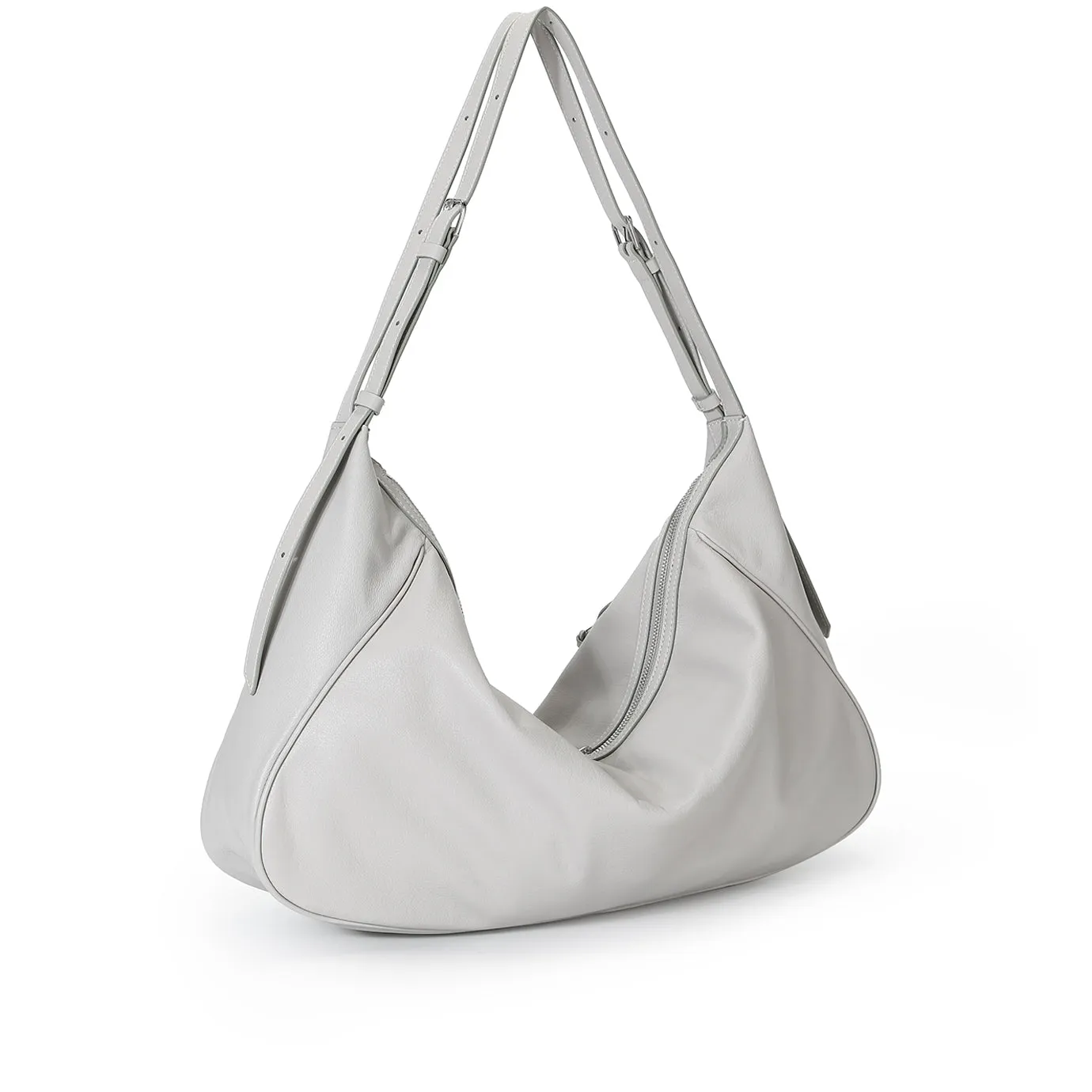 Ursula V11 En 2 Styles Grand Sac Drapé Hobo Ou Bandoulière - Gris Clair