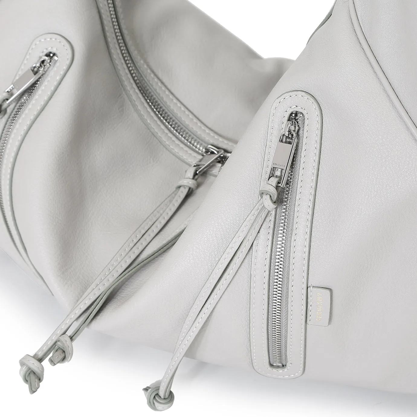 Ursula V11 En 2 Styles Grand Sac Drapé Hobo Ou Bandoulière - Gris Clair