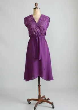 Vintage 1970s Plum Sparkles Dance Dress