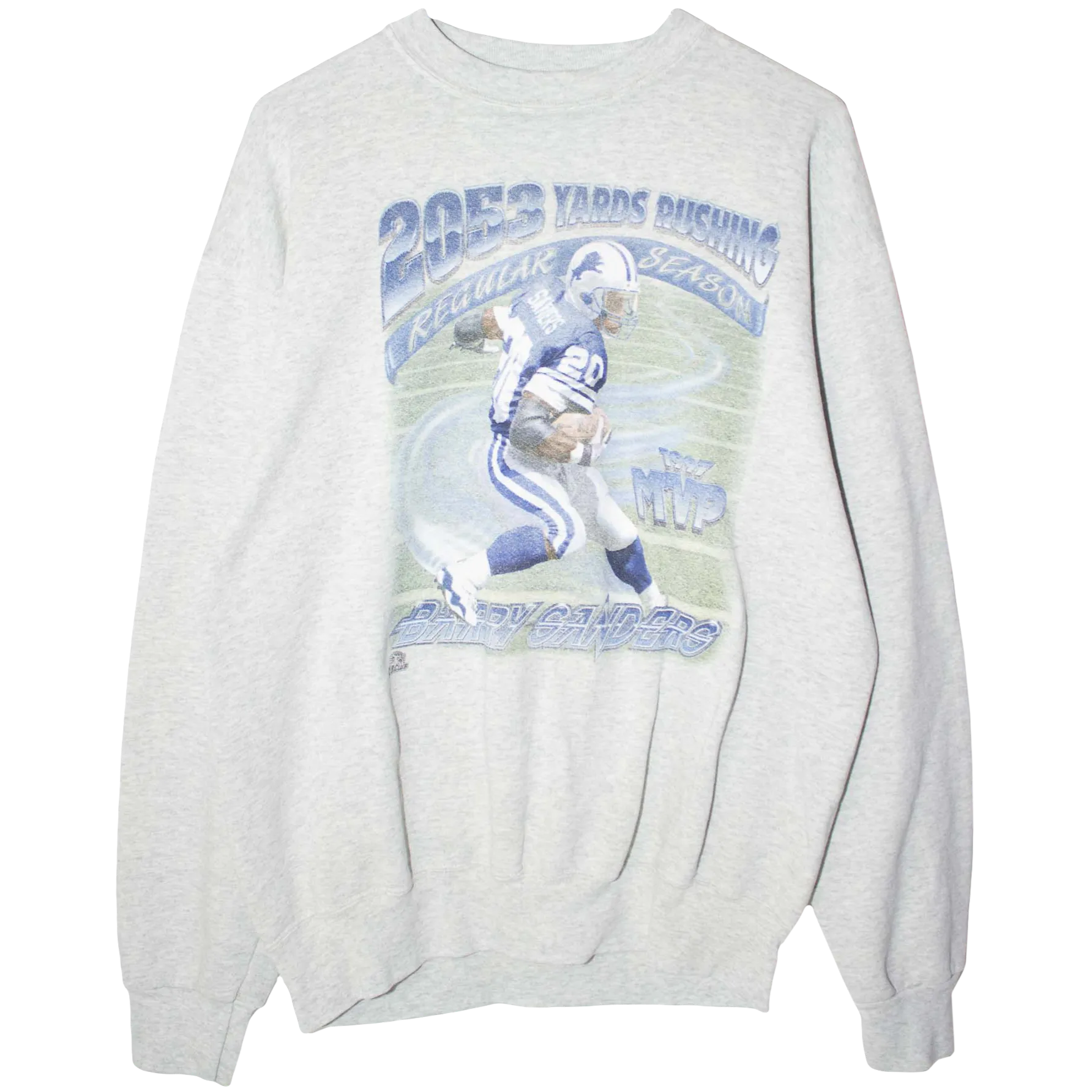Vintage Printed 1997 Barry Sanders NFL Sweater Grey (XL)