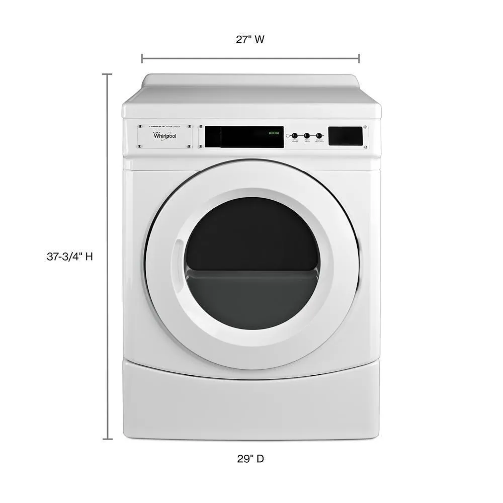 Whirlpool CED9160GW 27" Commercial Electric Front-Load Dryer, Non-Vend