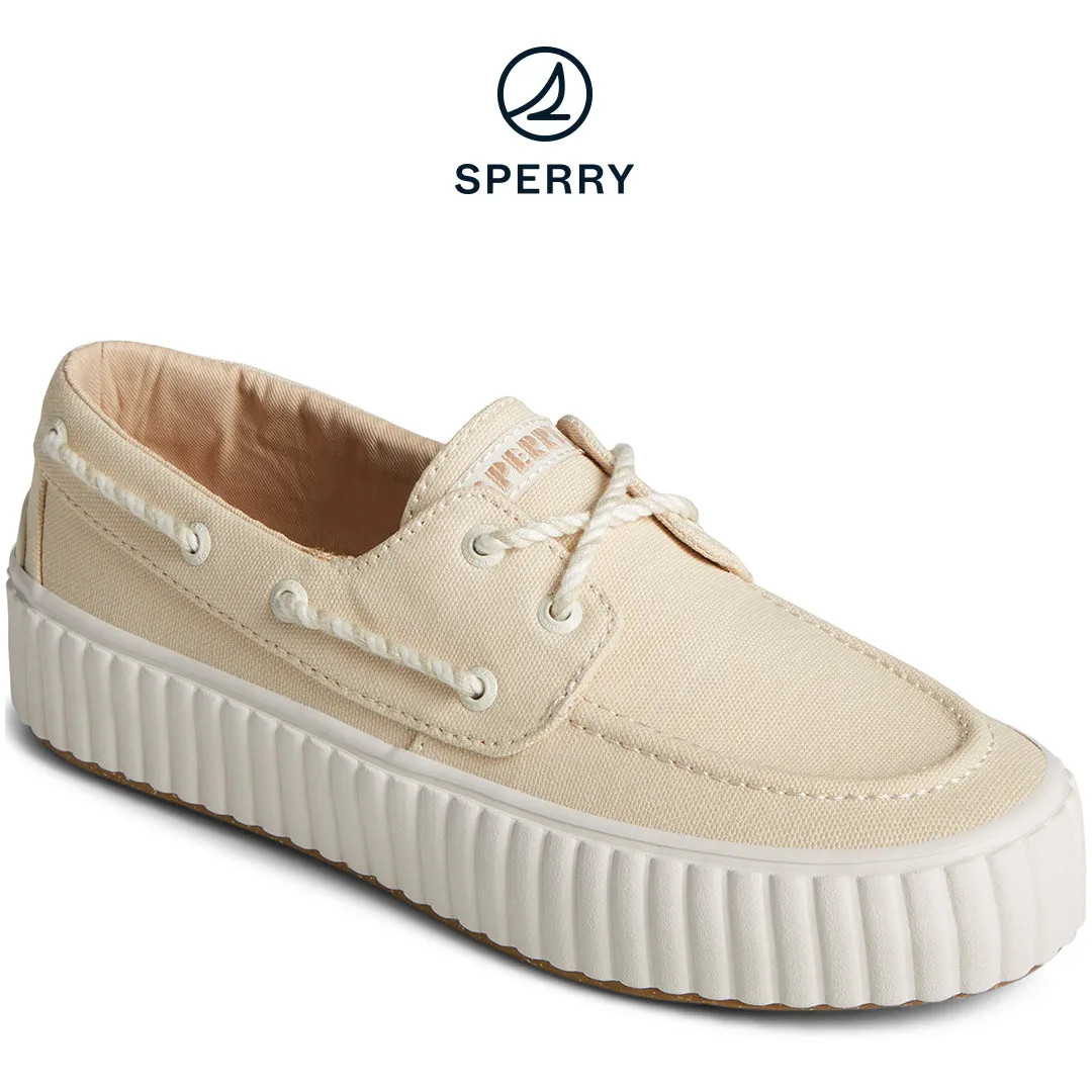 Women's SeaCycled™  Pier Wave Platform Resort Boat Sneaker Cream (STS89067)